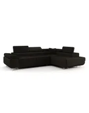 Grafitowy narożnik welurowy z funckją spania - Tavesso 3X w sklepie Edinos.pl