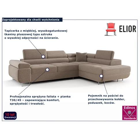 Beżowy tapicerowany narożnik Tavesso 4X beżowy