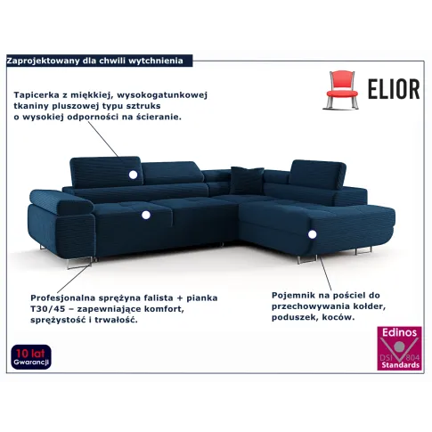 Narożnik tapicerowany Tavesso 4X granatowy