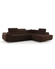 Brązowy sztruksowy narożnik z funkcją spania - Tavesso 4X w sklepie Edinos.pl