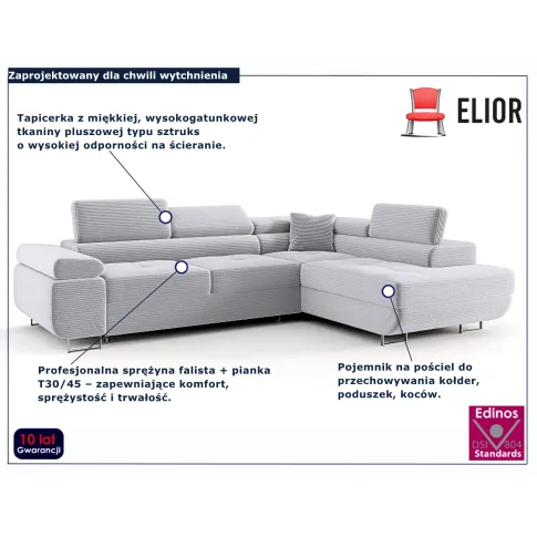 Narożnik  tapicerowany Tavesso 4X jasnoszary