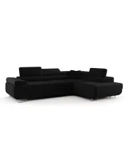 Czarny sztruksowy narożnik tapicerowany - Tavesso 4X w sklepie Edinos.pl