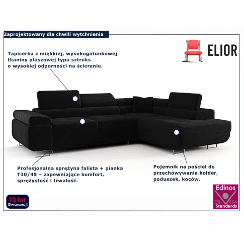 Narożnik tapicerowany Tavesso 4X czarny