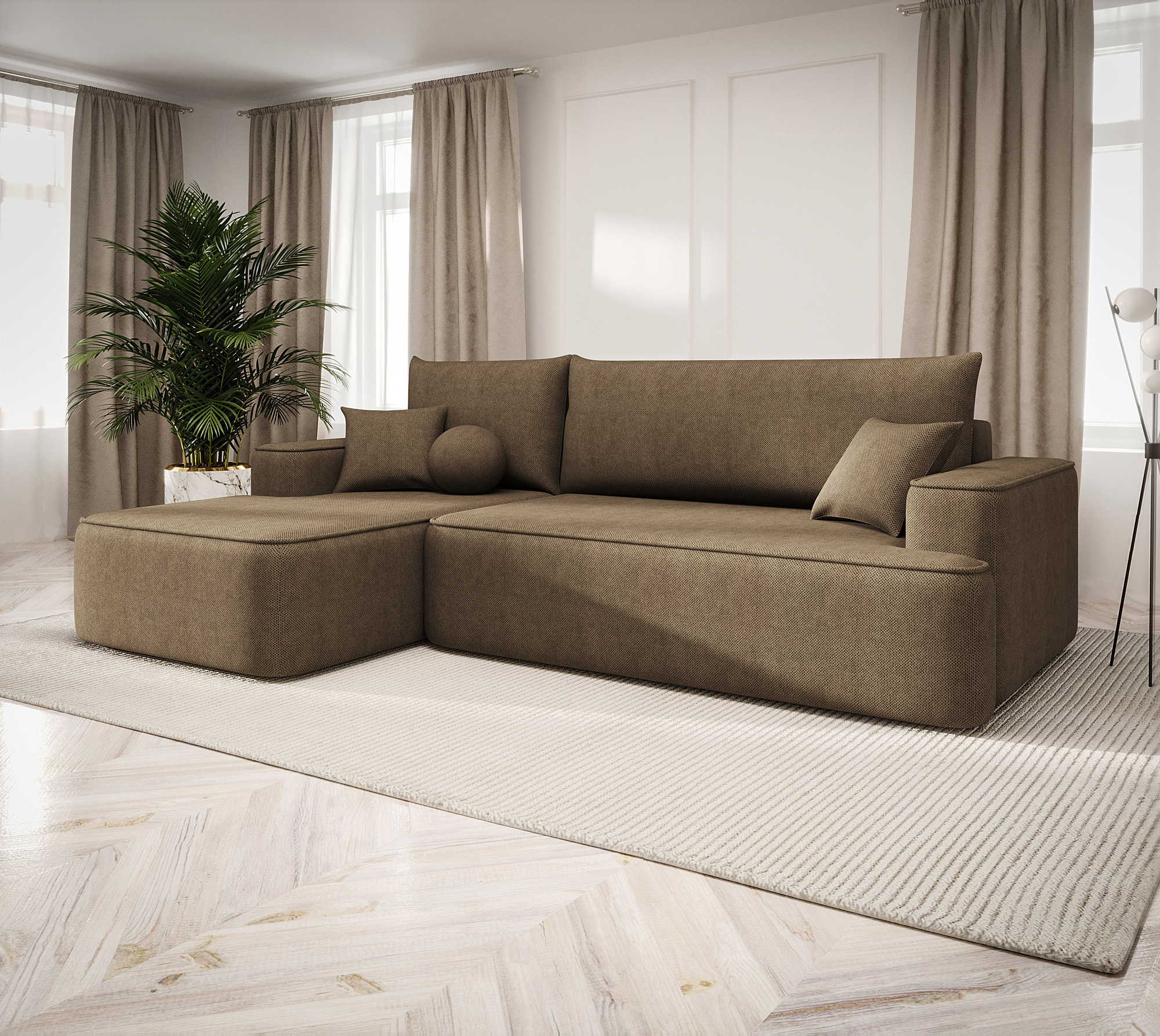 Aranżacja wnętrza z sofą w kolorze brązowy Laremo 3X