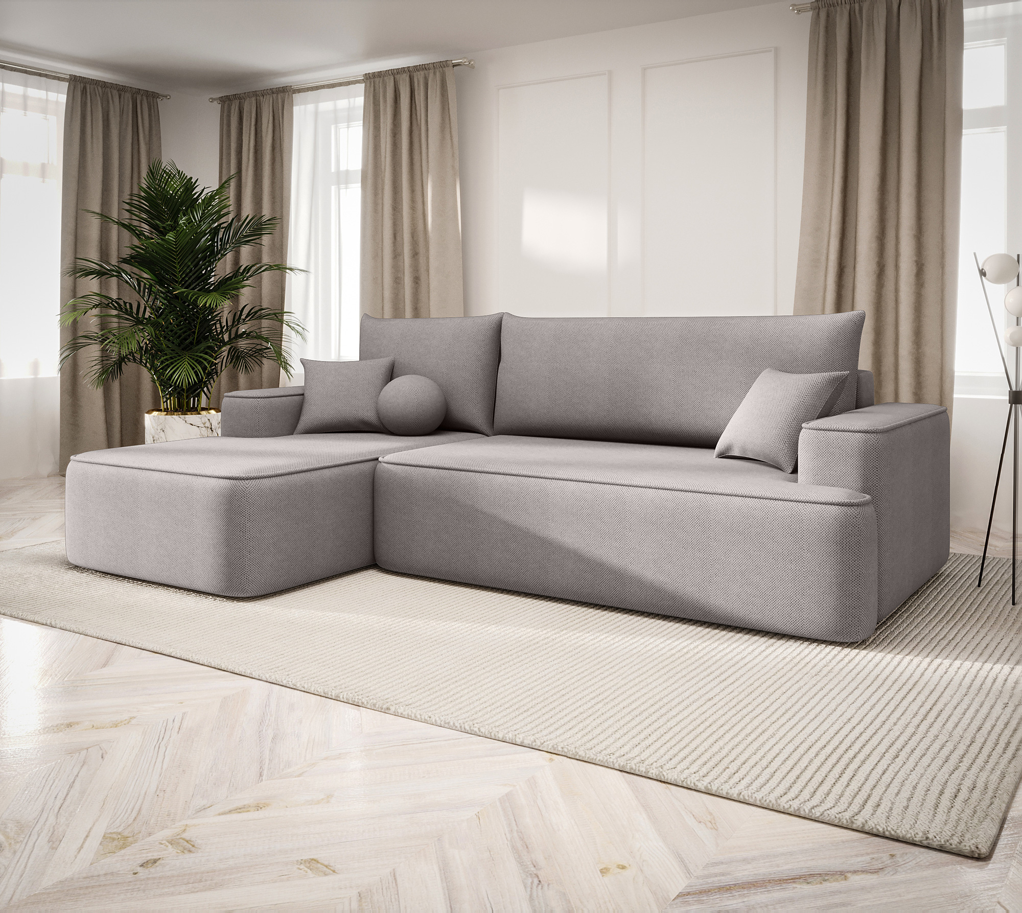 Aranżacja wnętrza z sofą w kolorze szarym Laremo 4X