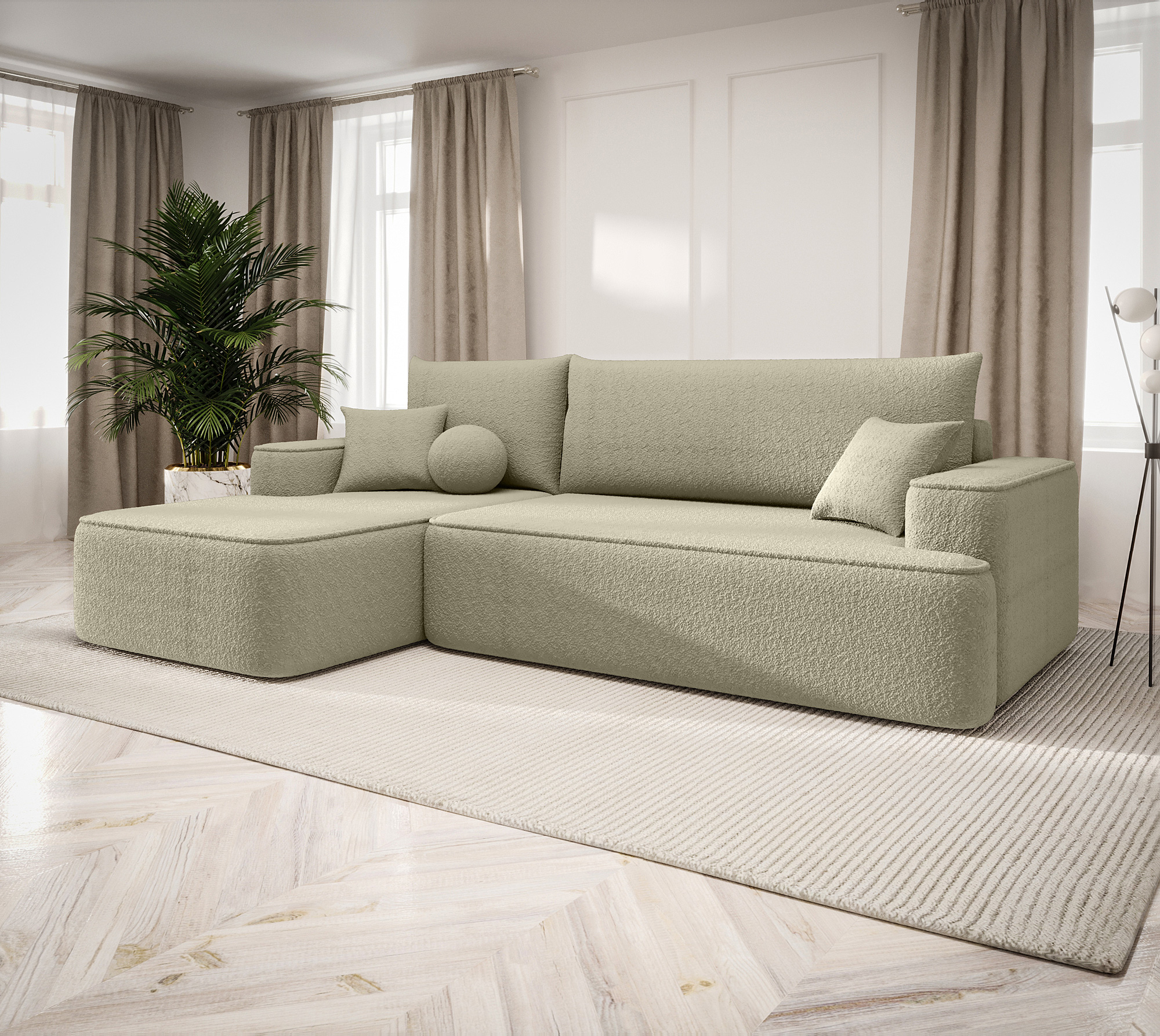 Aranżacja wnętrza z sofą w kolorze ciemnobeżowym Laremo 4X