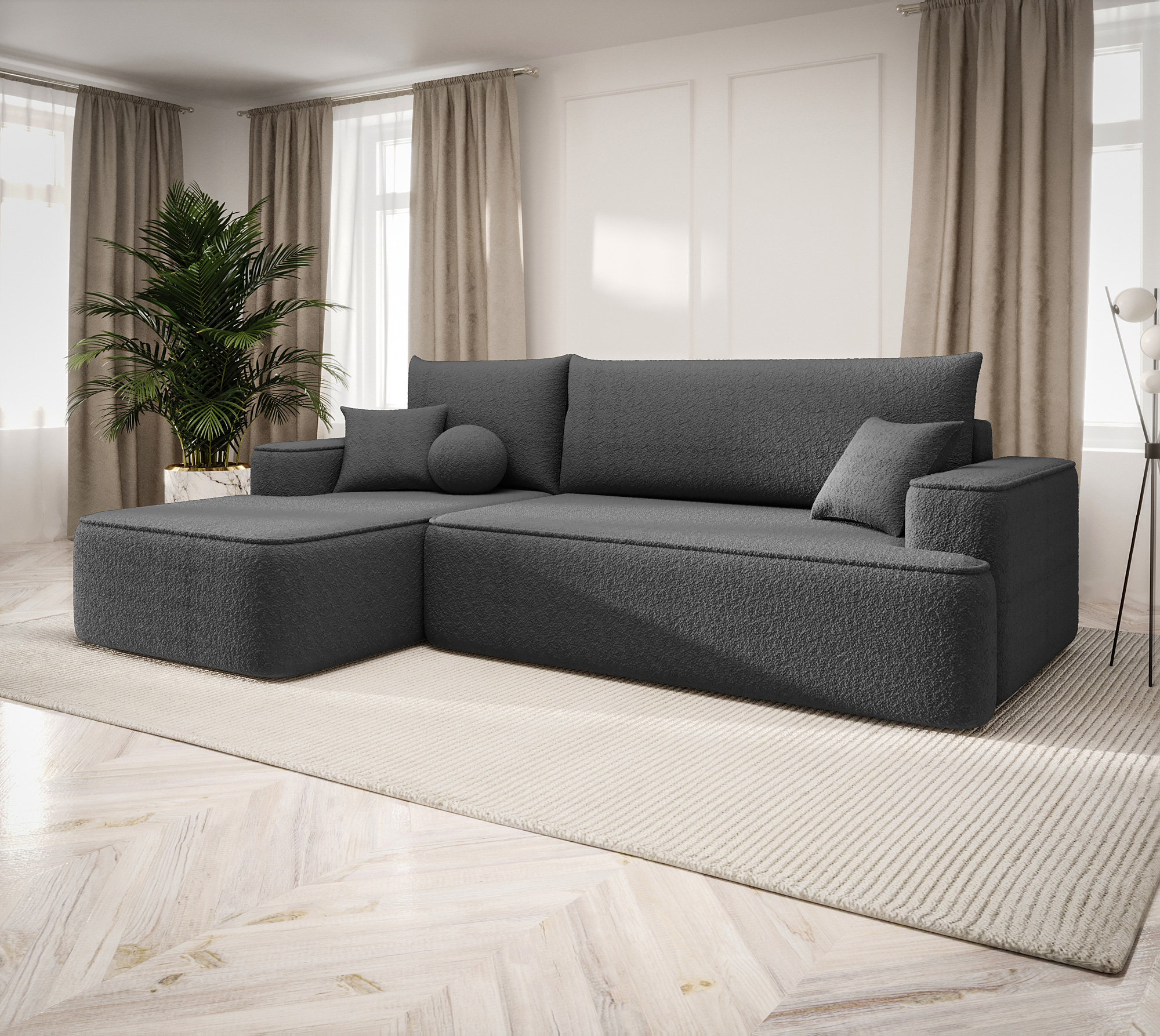 Aranżacja wnętrza z sofą w kolorze grafitowym Laremo 4X