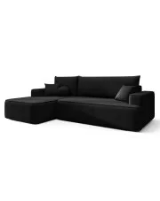 Czarny rozkładany narożnik z pojemnikiem - Laremo 4X w sklepie Edinos.pl