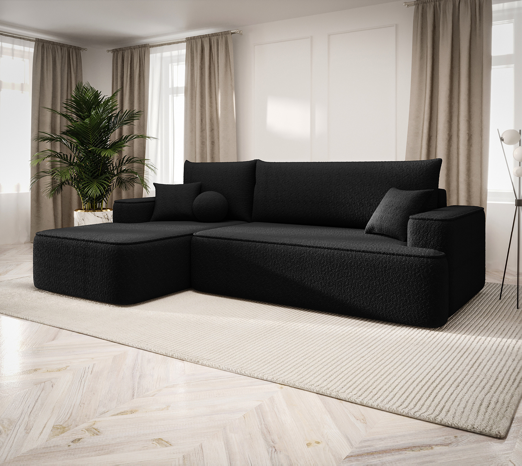 Aranżacja wnętrza z sofą w kolorze czarnym Laremo 4X