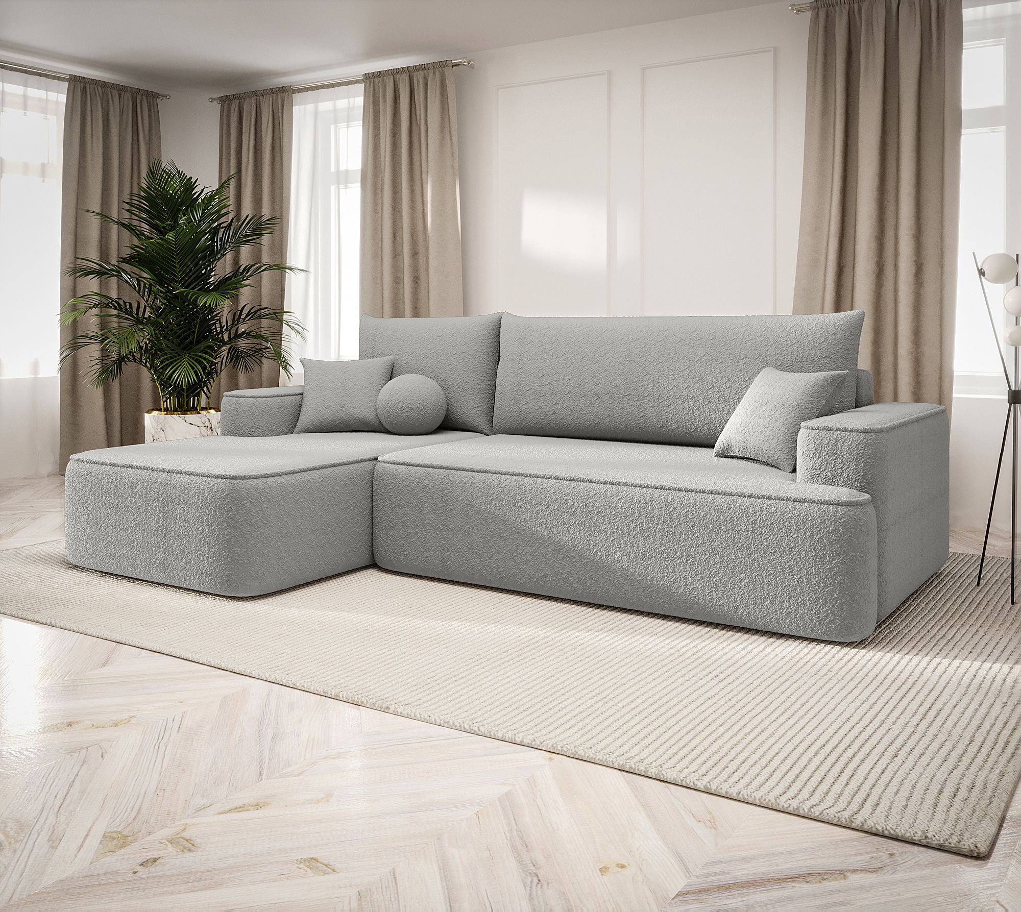 Aranżacja wnętrza z sofą w kolorze szarym Laremo 4X