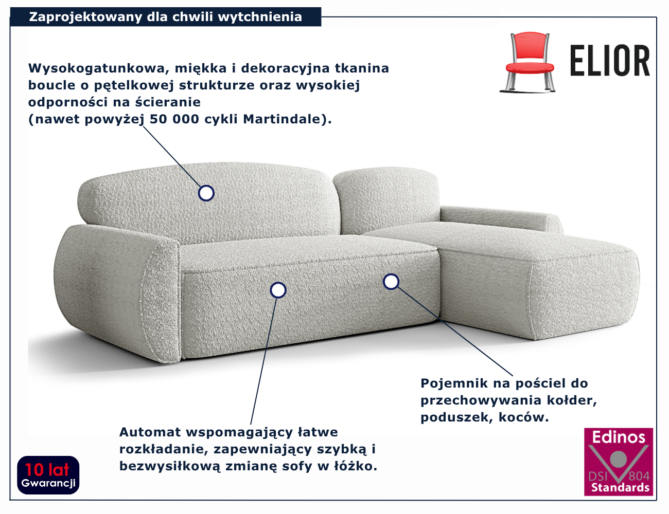 Biały narożnik w kształcie litery L Selvori 4X