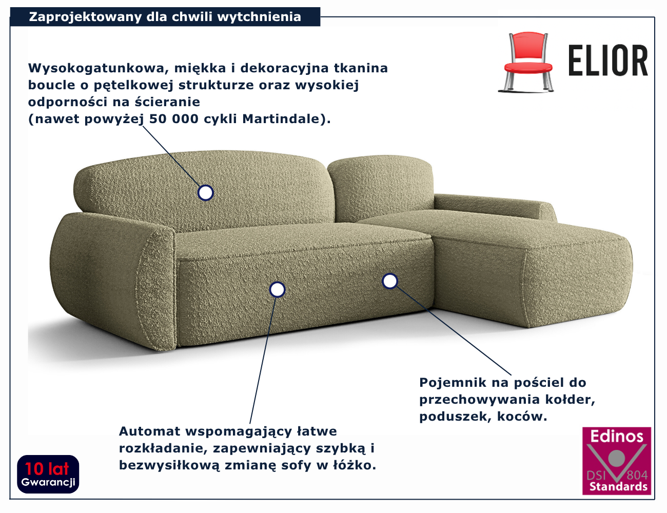 Ciemnobeżowy narożnik w kształcie litery L Selvori 4X