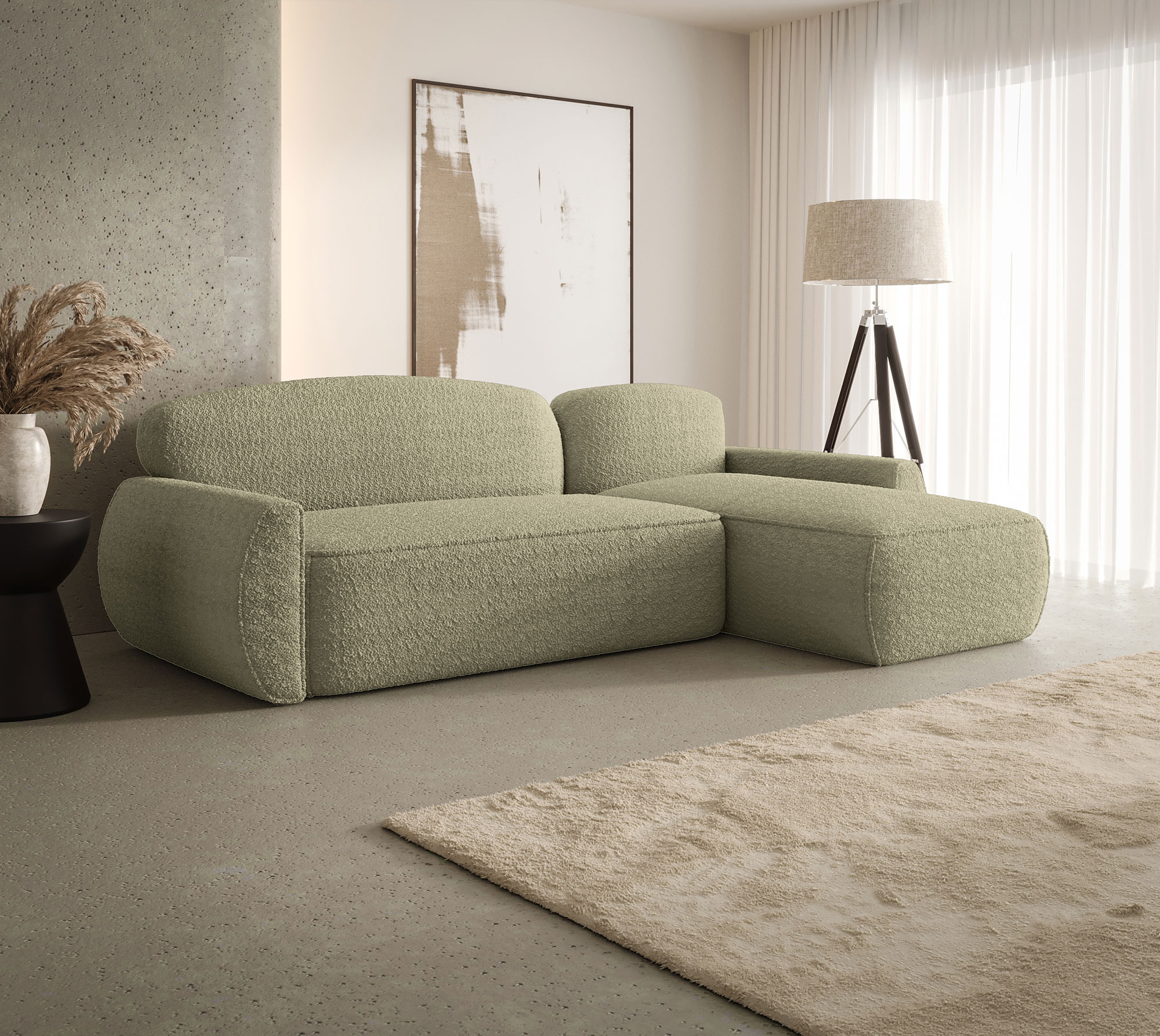 Aranżacja wnętrza z sofą w kolorze ciemnobeżowym Selvori 4X