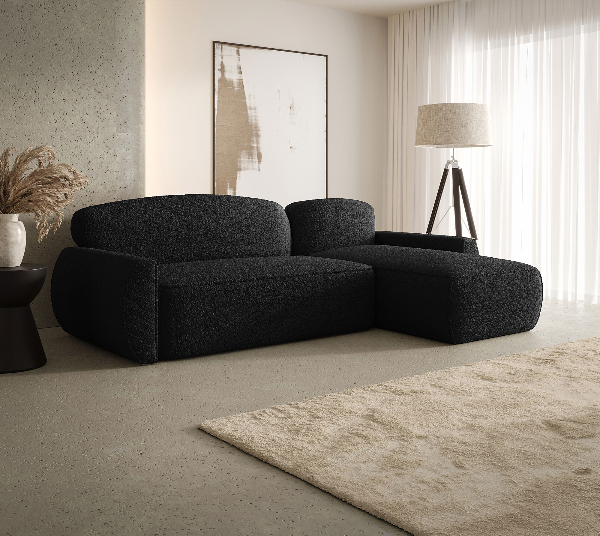 Aranżacja wnętrza z sofą w kolorze czarnym Selvori 4X