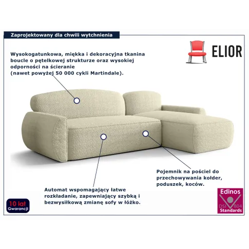 Kremowy narożnik Selvori 3X z pojemnikiem