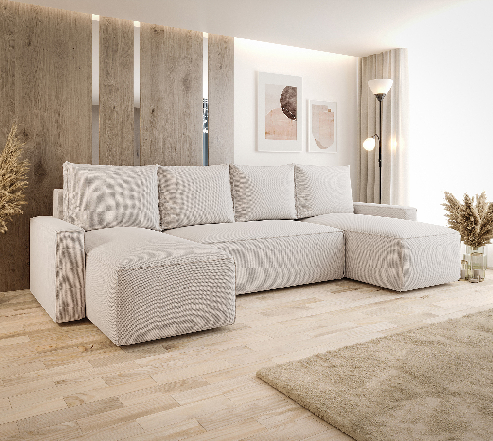 Aranżacja wnętrza z sofą w kolorze kremowym Meltix 3X