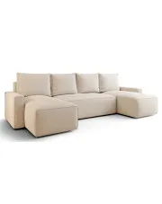 Beżowy rozkładany narożnik U z pojemnikiem - Meltix 3X w sklepie Edinos.pl