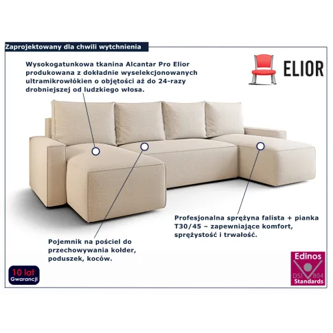 Jasnobeżowy narożnik tapicerowany Merivio 4X