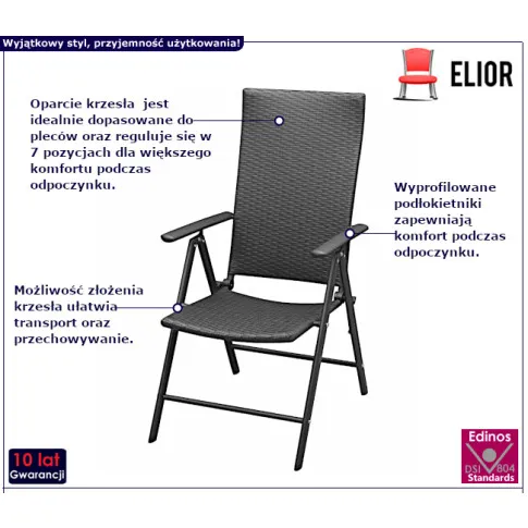 Erave czarne krzesła do opgrodu