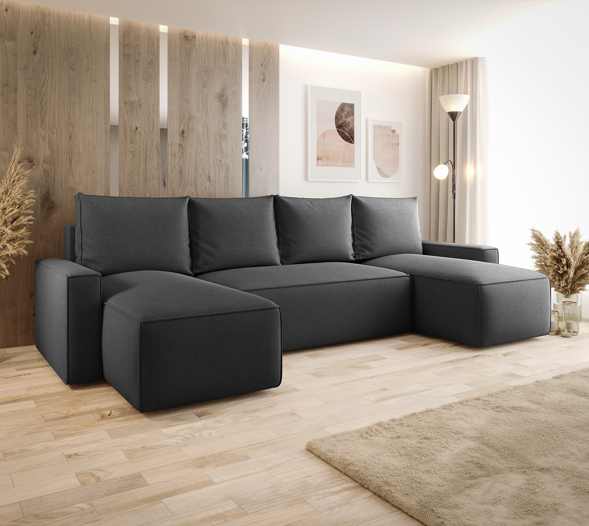 Aranżacja wnętrza z sofą w kolorze grafitowym Meltix 3X