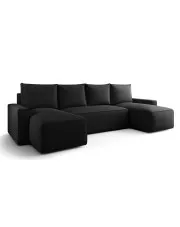 Czarny narożnik w kształcie U z funkcją spania - Meltix 3X w sklepie Edinos.pl