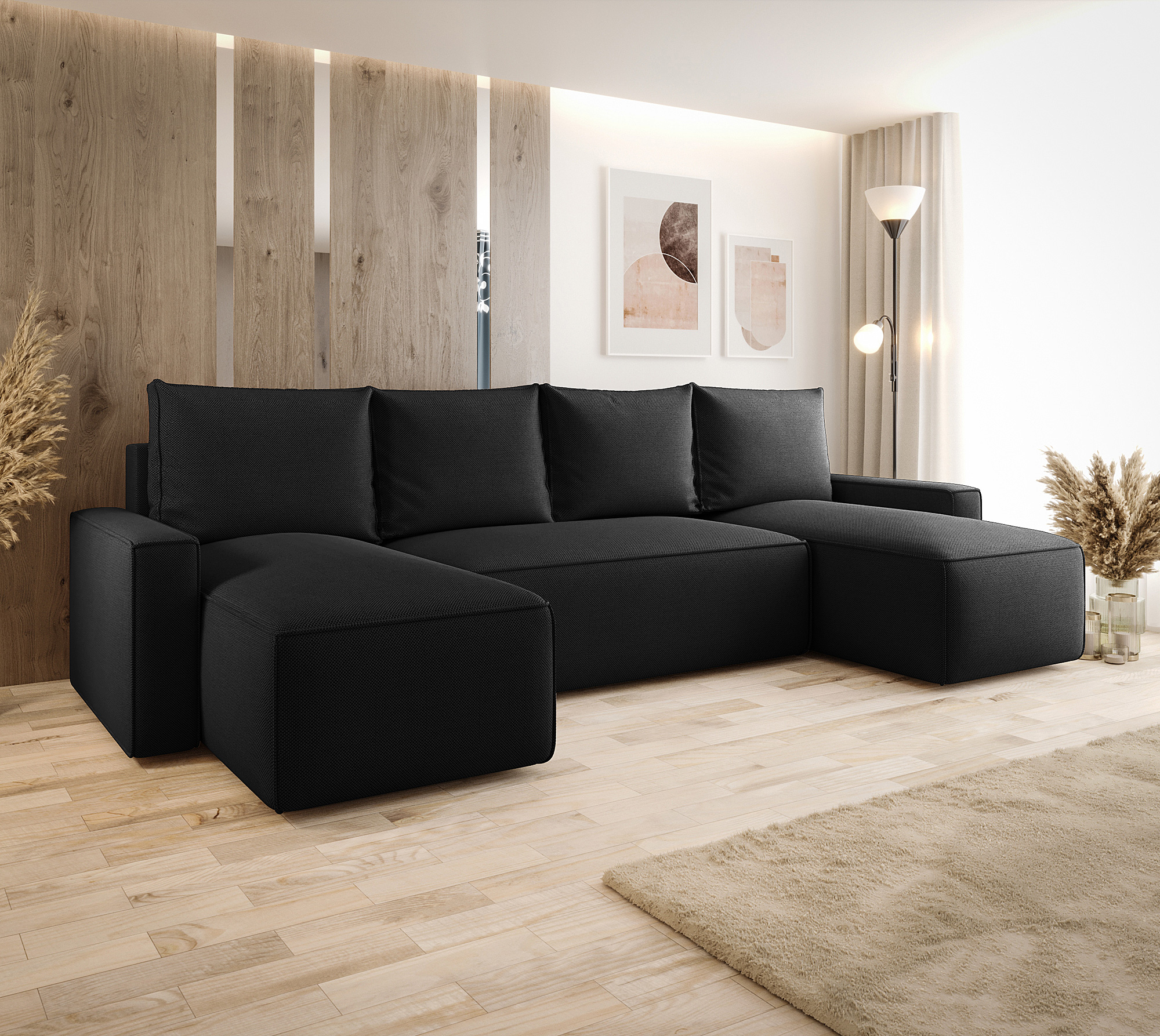 Aranżacja wnętrza z sofą w kolorze czarnym Meltix 3X