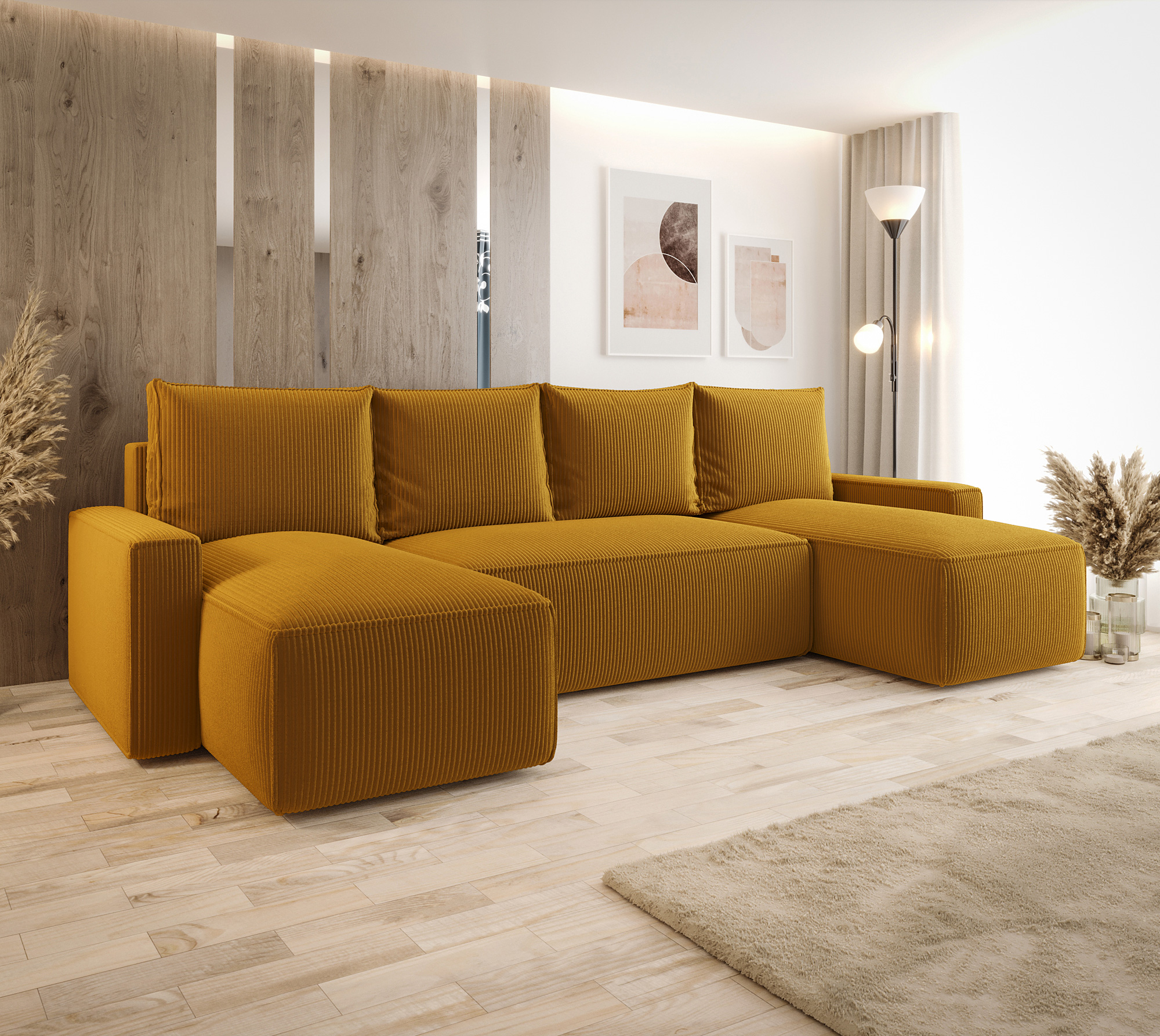 Aranżacja wnętrza z sofą w kolorze żółtym Meltix 3X