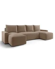 Beżowy sztruksowy narożnik rozkładany z pojemnikiem - Meltix 4X w sklepie Edinos.pl