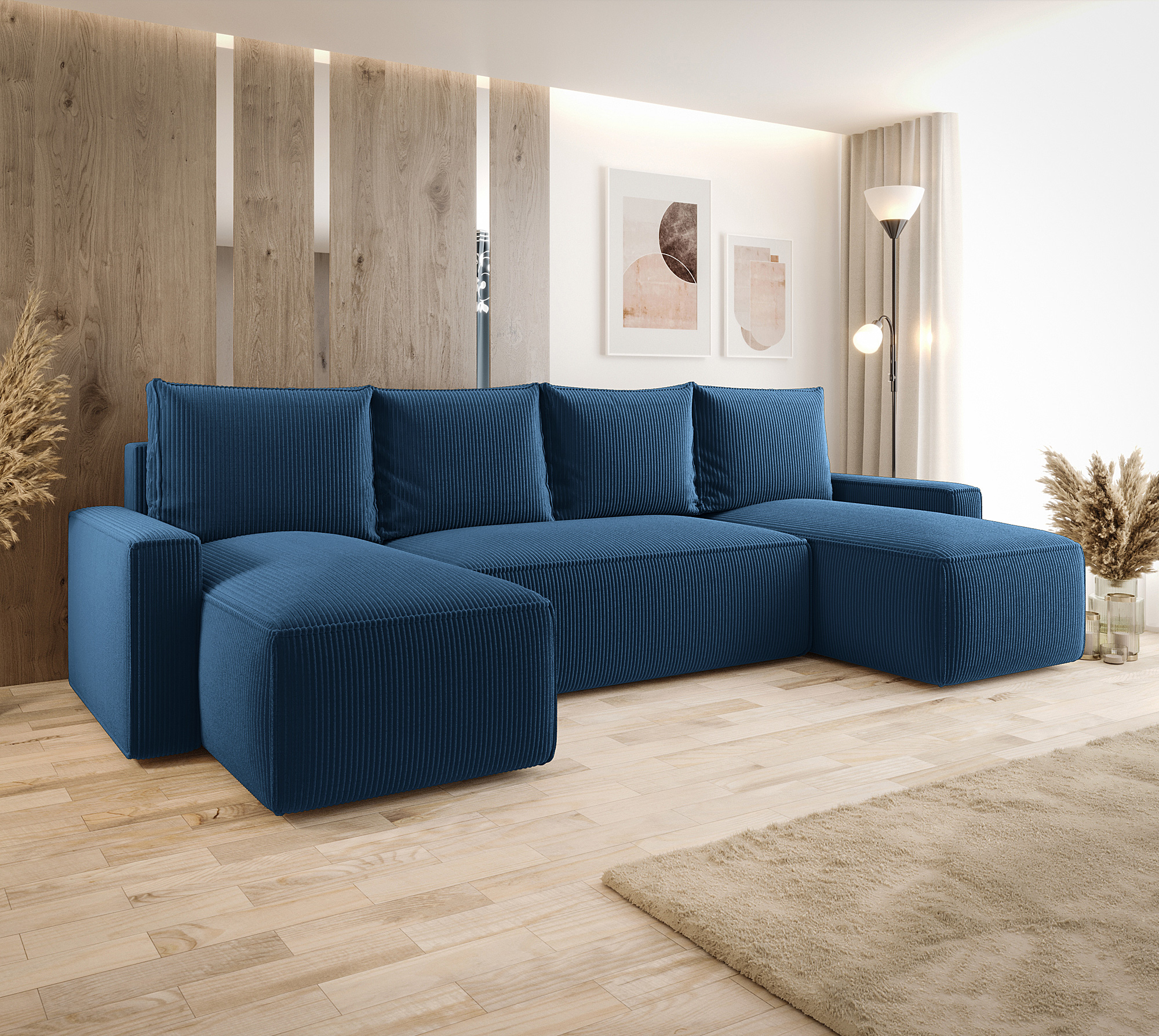 Aranżacja wnętrza z sofą w kolorze niebieskim Meltix 4X