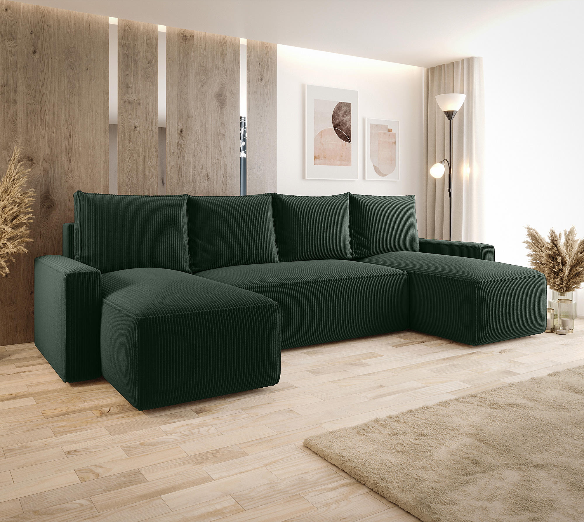 Aranżacja wnętrza z sofą w kolorze zielonym Meltix 4X