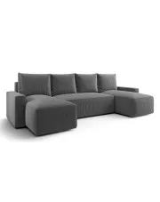 Szary tapicerowany narożnik rozkładany z pojemnikiem - Meltix 4X w sklepie Edinos.pl