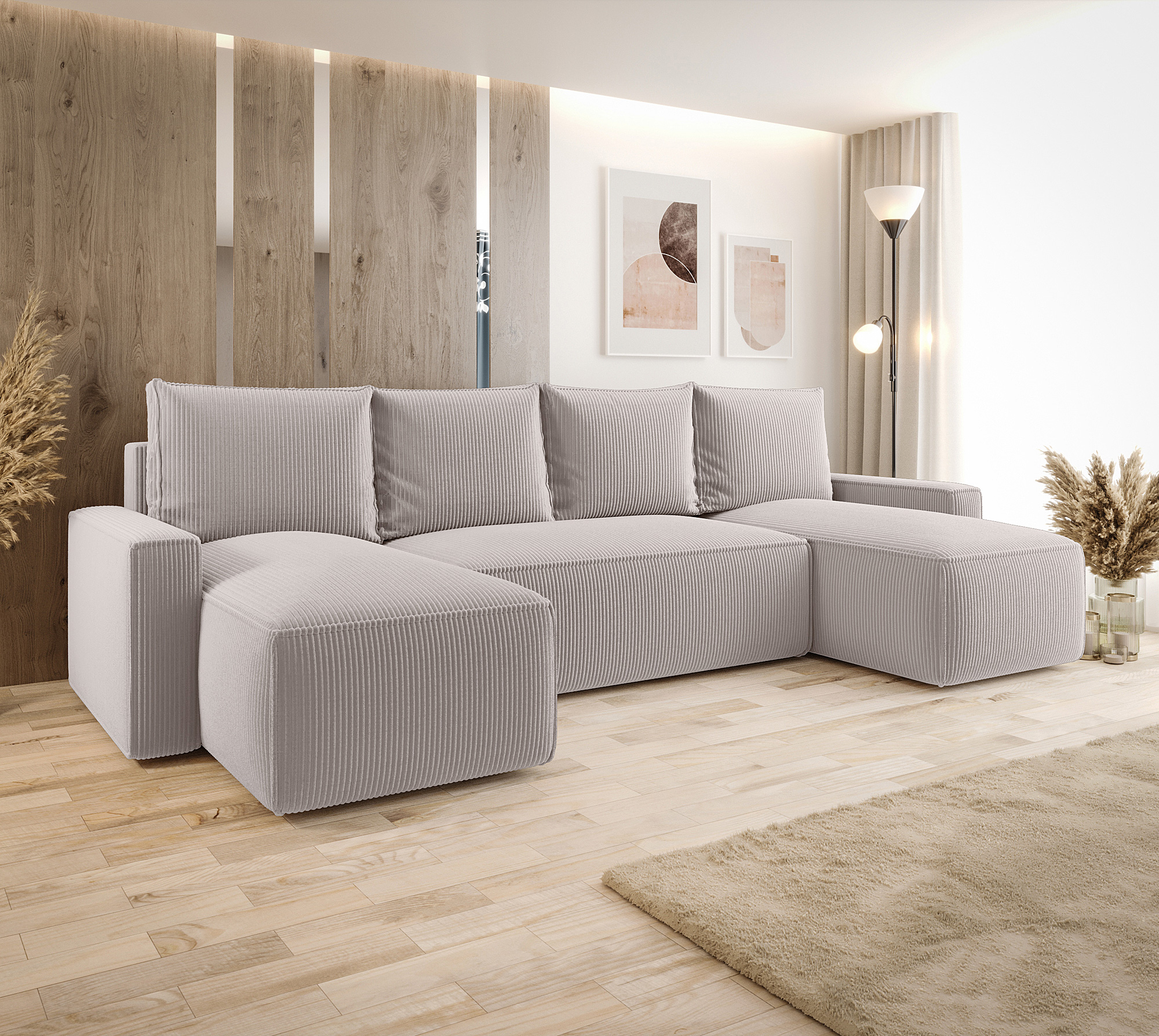 Aranżacja wnętrza z sofą w kolorze jasnobeżowym Meltix 4X