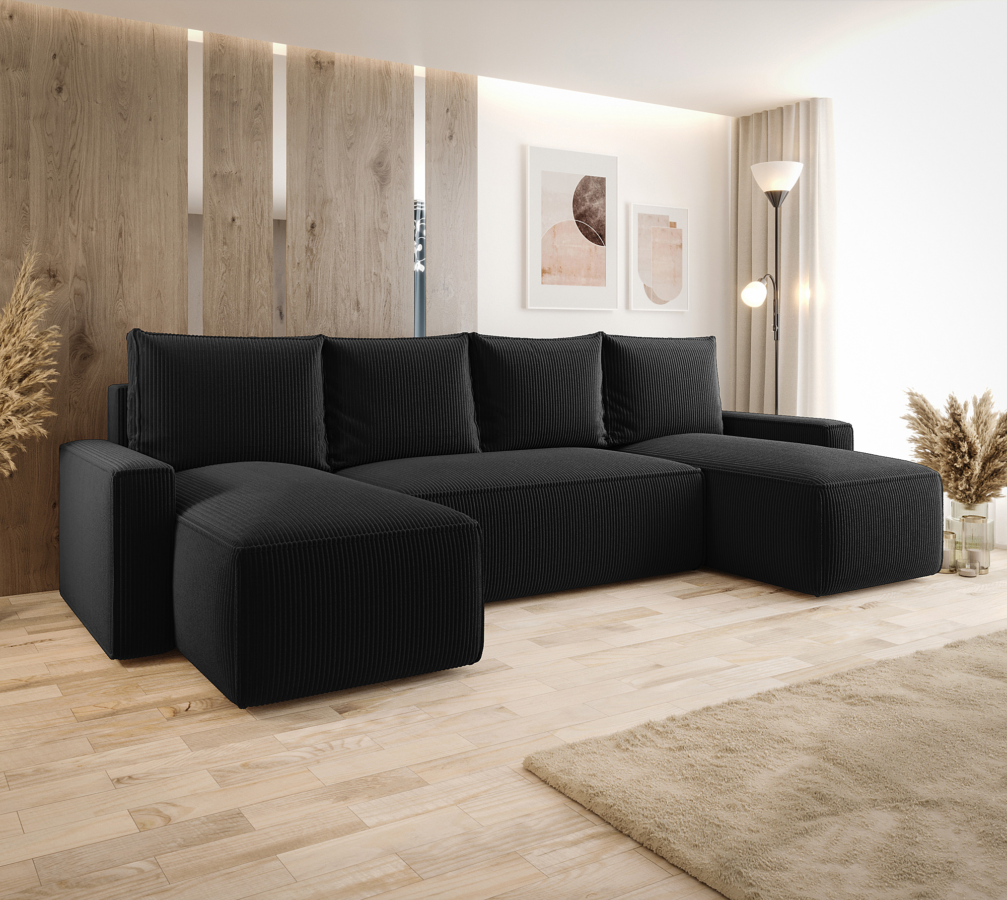 Aranżacja wnętrza z sofą w kolorze czarnym Meltix 4X