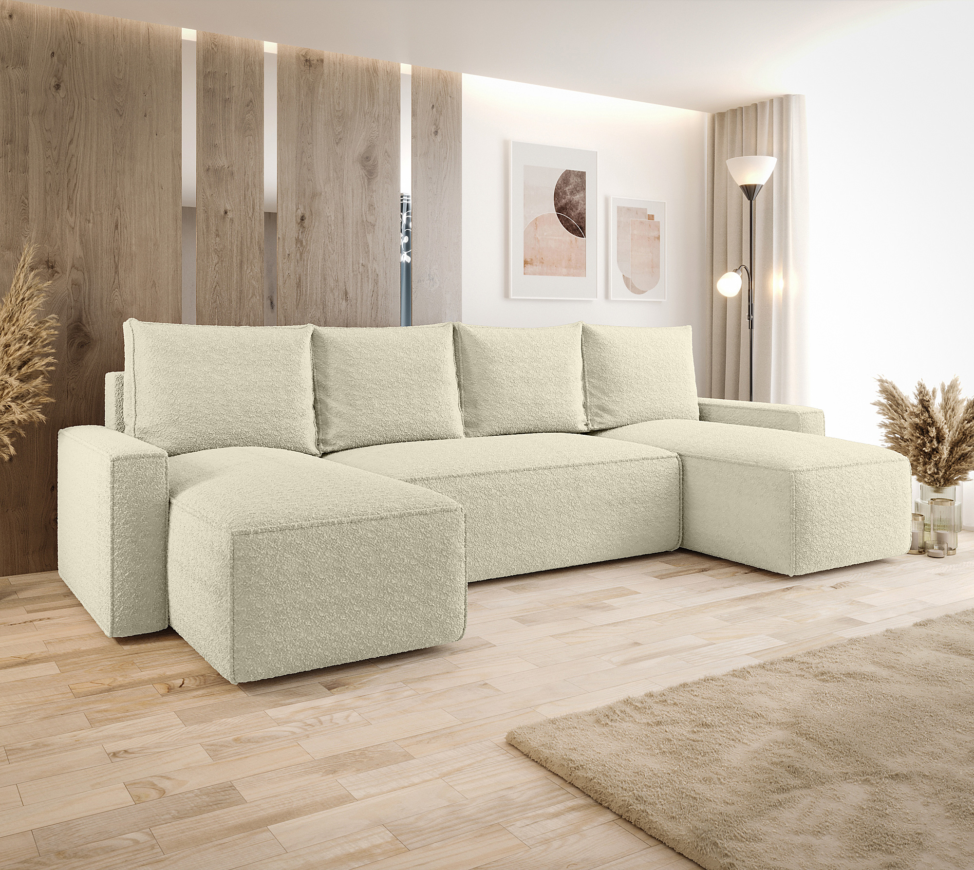 Aranżacja wnętrza z sofą w kolorze kremowym Meltix 4X