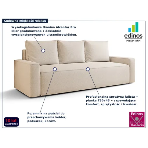 Beżowa rozkładana sofa Solaventi 3X