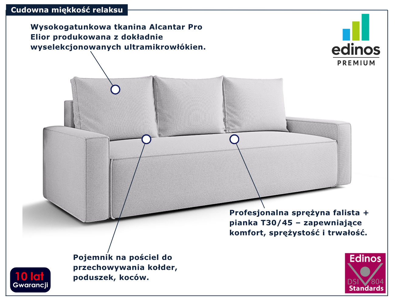 Jasnoszara rozkładana sofa Solaventi 3X