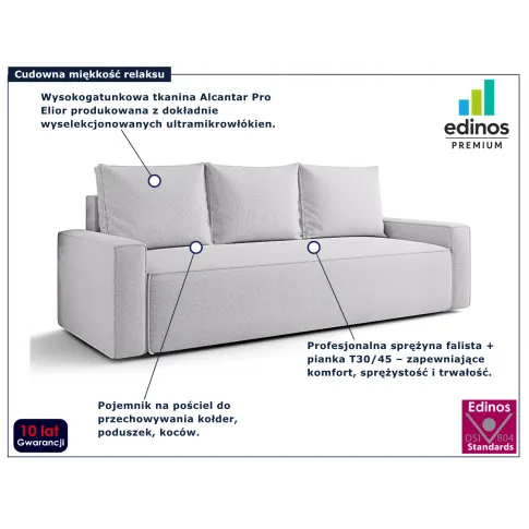 Sofa jasnoszara z pojemnikiem Solaventi 3X