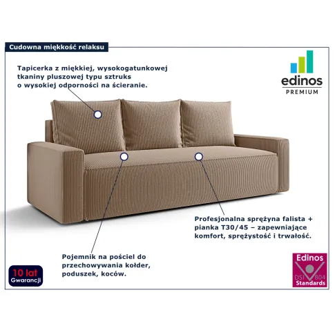 Sofa sztruksowa Solaventi 3X beżowa