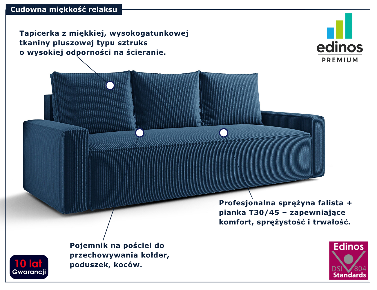 Niebieska rozkładana sofa Solaventi 4X
