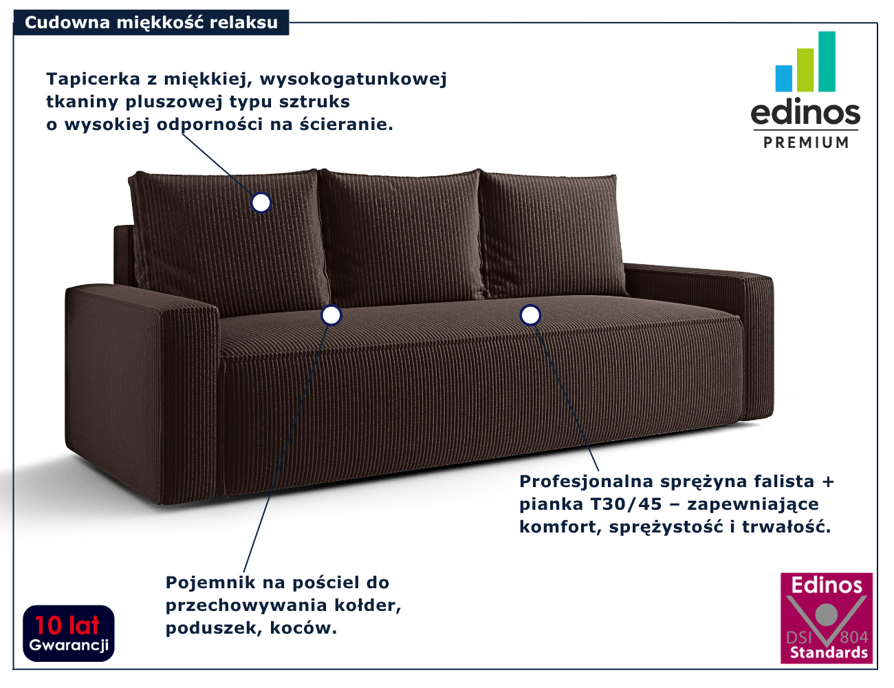 Brązowa rozkładana sofa Solaventi 4X
