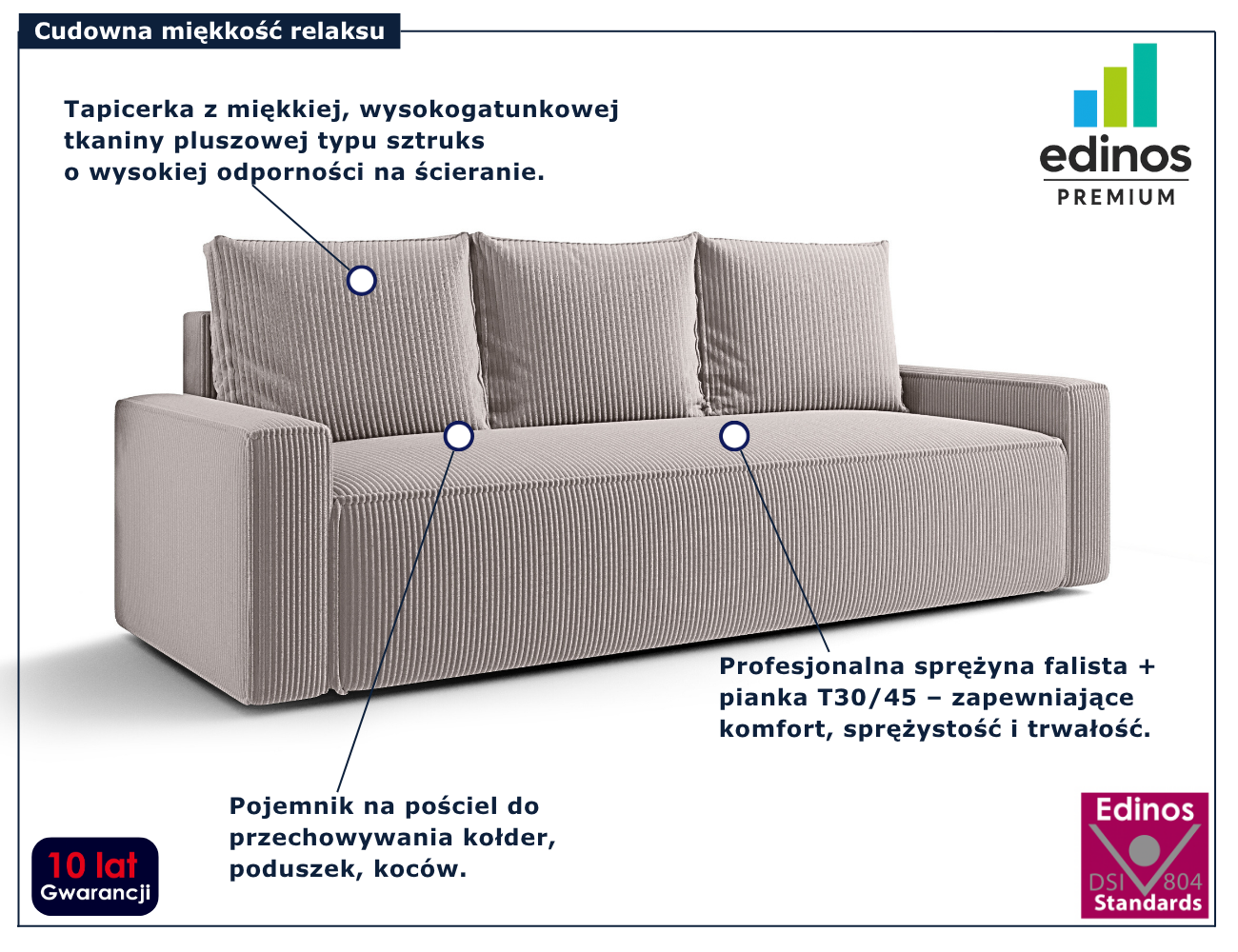 Jasnobeżowa rozkładana sofa Solaventi 4X