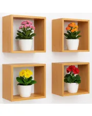 Kwadratowe półki ścienne na kwiaty olcha - Sevios w sklepie Edinos.pl