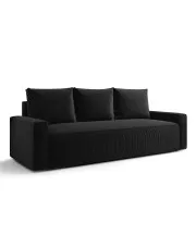 Czarna tapicerowana sofa z pojemnikiem - Solaventi 4X w sklepie Edinos.pl