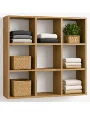 Kwadratowy regał na ubrania 9 półkami dąb artisan - Kedi 3X w sklepie Edinos.pl