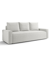 Biała sofa rozkładana boucle z pojemnikiem - Solaventi 5X w sklepie Edinos.pl