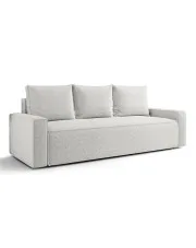 Biała sofa rozkładana boucle z pojemnikiem - Solaventi 5X w sklepie Edinos.pl