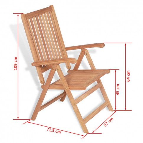 Zestaw drewnianych krzeseł ogrodowych Onder wymiary