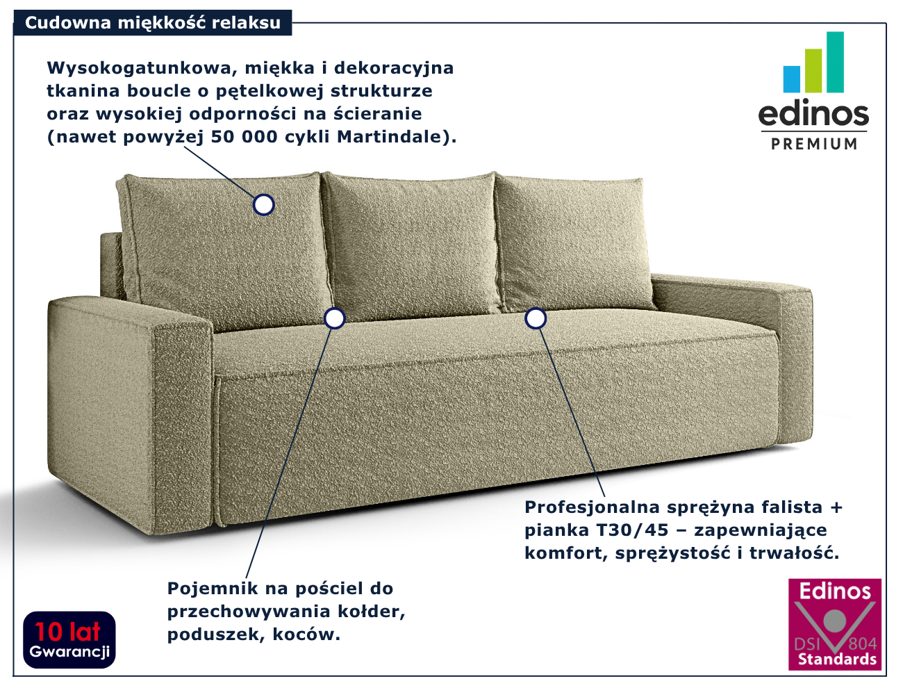 Ciemnobeżowa rozkładana sofa Solaventi 5X
