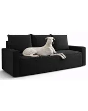 Czarna rozkładana sofa boucle z pojemnikiem - Solaventi 5X w sklepie Edinos.pl