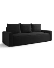 Czarna rozkładana sofa boucle z pojemnikiem - Solaventi 5X w sklepie Edinos.pl